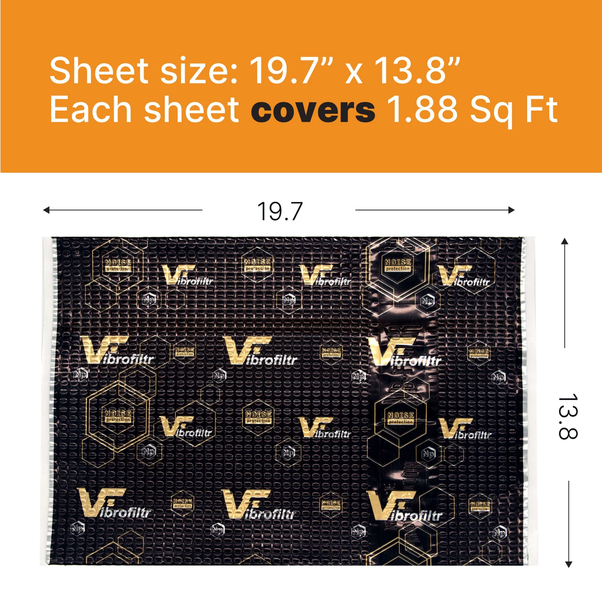 VibroFiltr Automotive Sound Deadening Material - 2.3 mm (90.5 mil) 37.6 sqft - Auto Noise Insulation, Proofing & Dampening Car Panel Mat